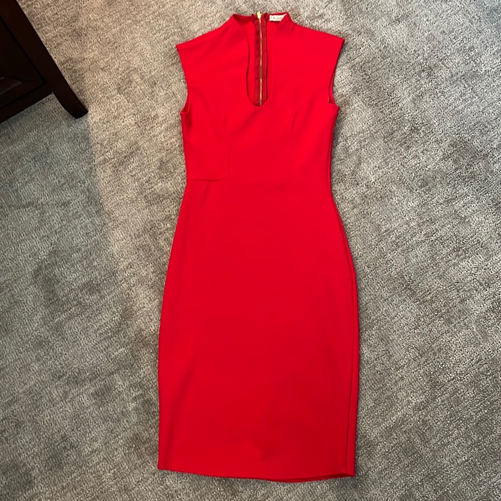 Red deep plunge cocktail dress.  Size M.  Worn once.